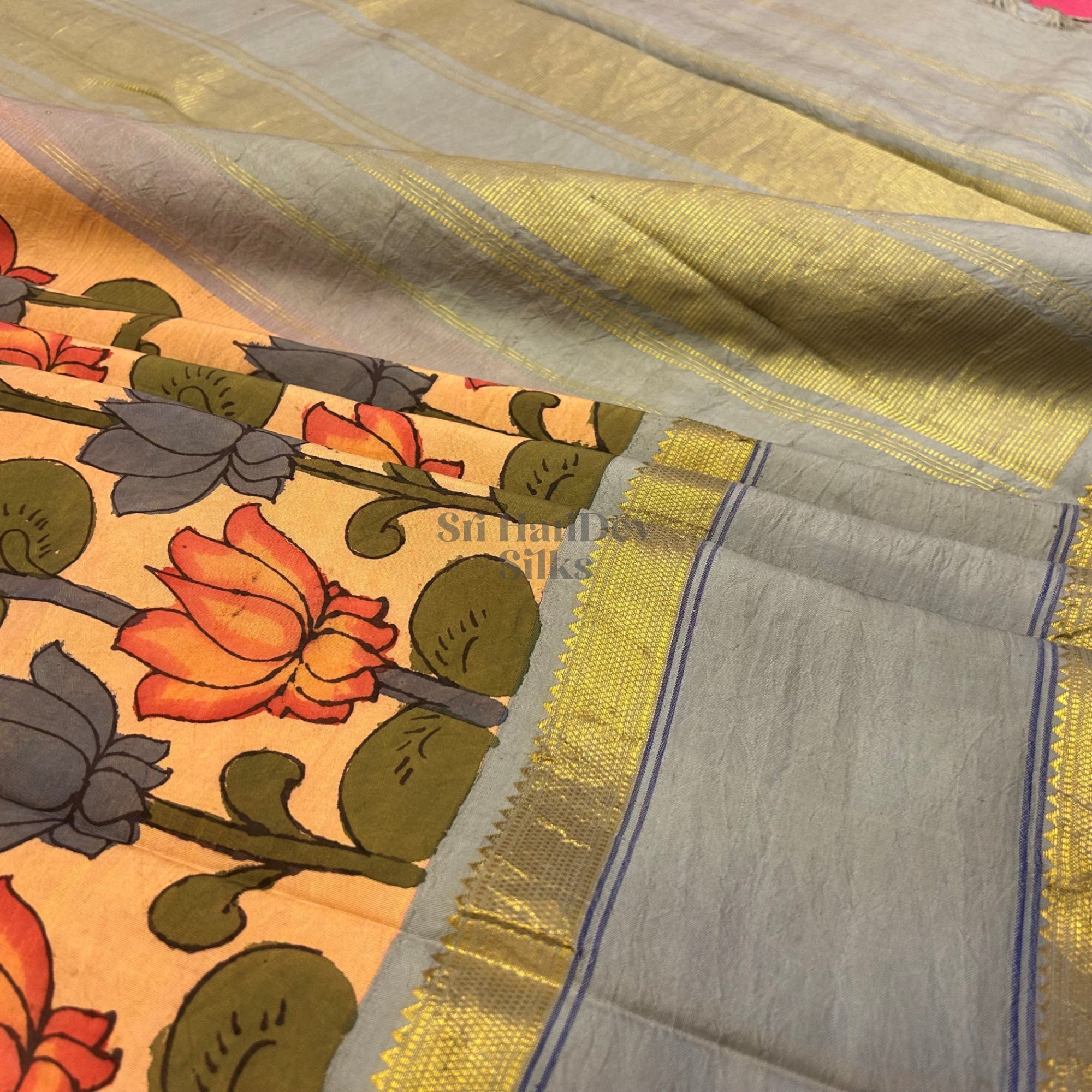 SHS9052 Kanchipuram Handpainted kalamkari Silk Saree