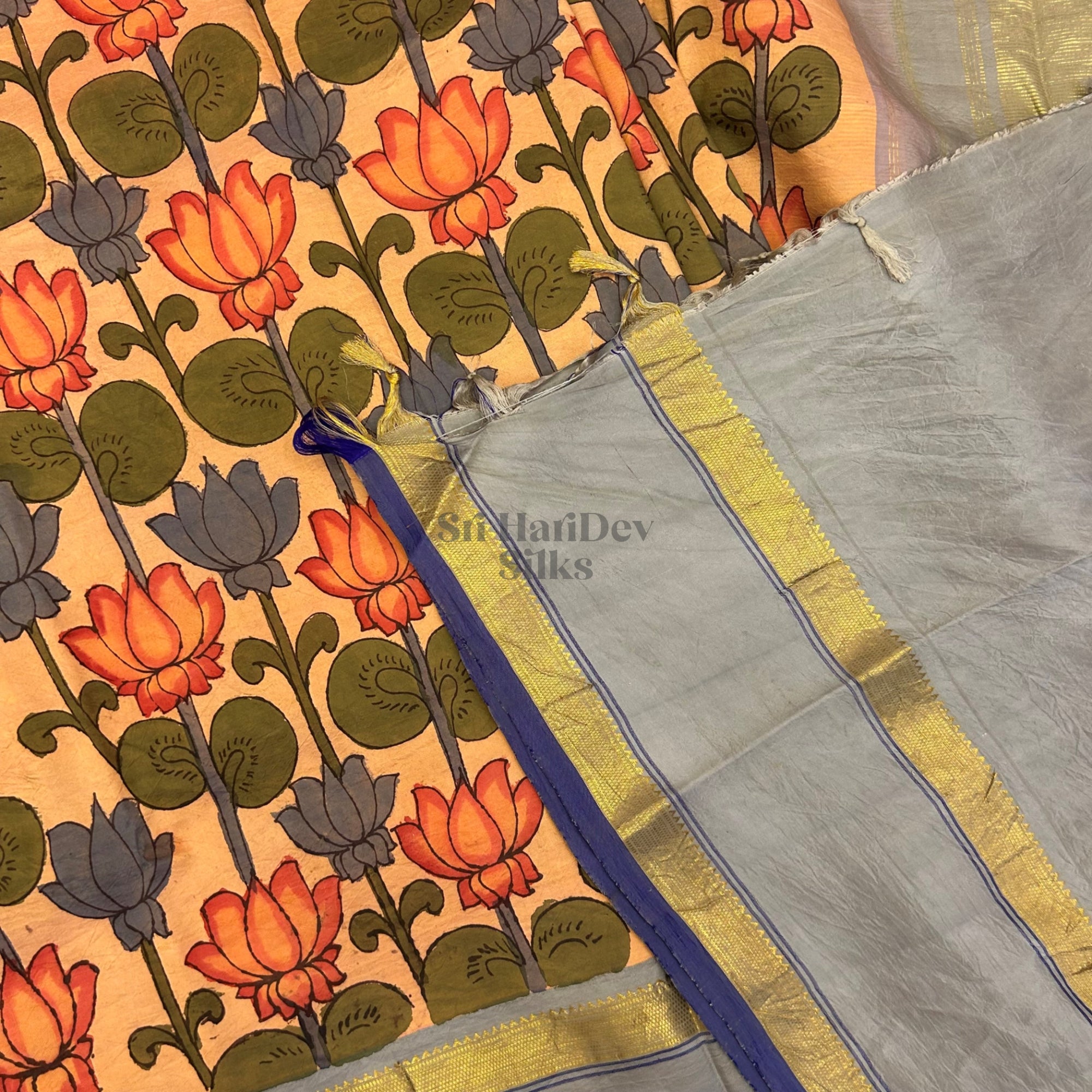 SHS9052 Kanchipuram Handpainted kalamkari Silk Saree