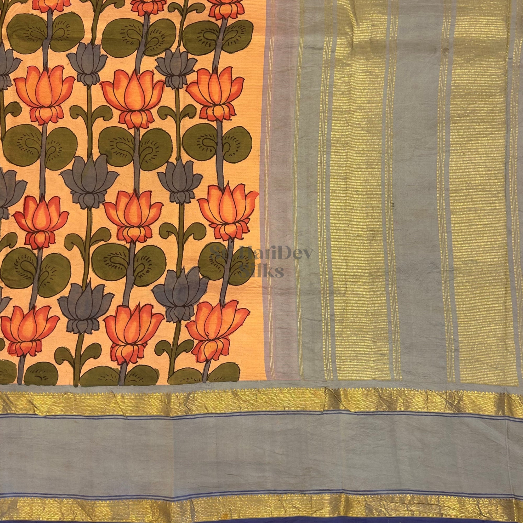 SHS9052 Kanchipuram Handpainted kalamkari Silk Saree